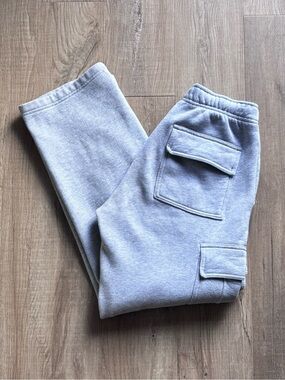 TNA Cargo Mega Fit Wide Leg Cozy Fleece Pant 29” in Grey